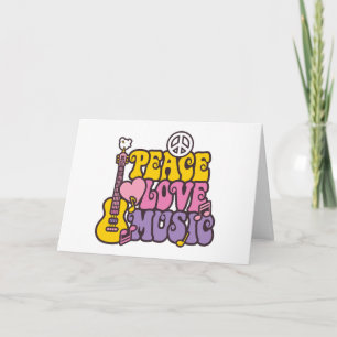 Carte de vœux Paix, Amour et Musique (vierge)