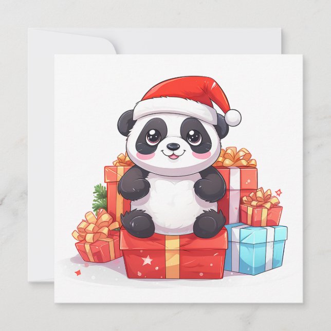 Carte de voeux Panda de Noël (Devant)