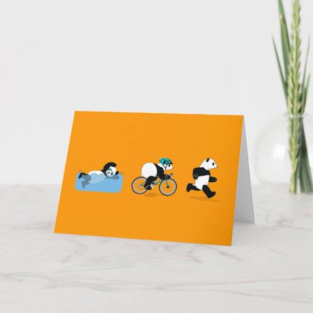 Carte de voeux Panda Triathlon (Devant)