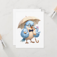 Carte de vœux Papa Oiseau Bleu Affectueux