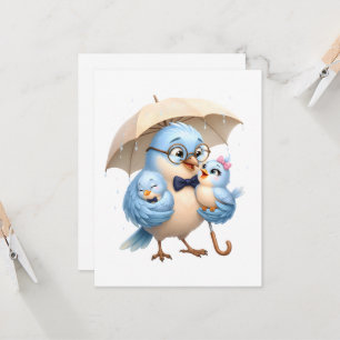 Carte de vœux Papa Oiseau Bleu Affectueux