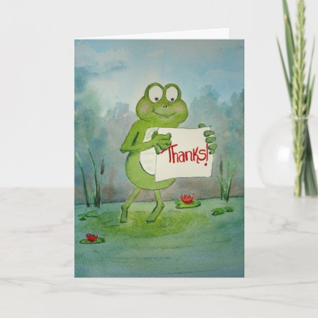 Carte de voeux papier "Merci" pour la grenouille b (Devant)