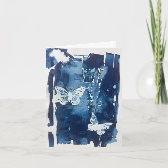 Carte de vœux Papillon Bleu Intérieur Vierge (Devant)
