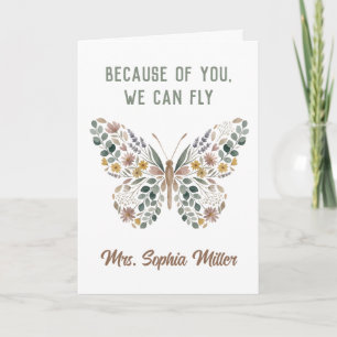 Carte de vœux papillon personnalisée pour l'enseig