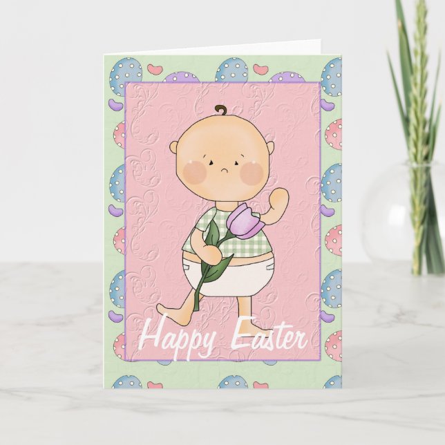 Carte de voeux Pâques Baby D1 Joyeuse Pâques (Devant)