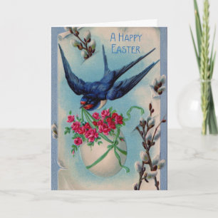 Carte de voeux Pâques vintage Swallow Bird