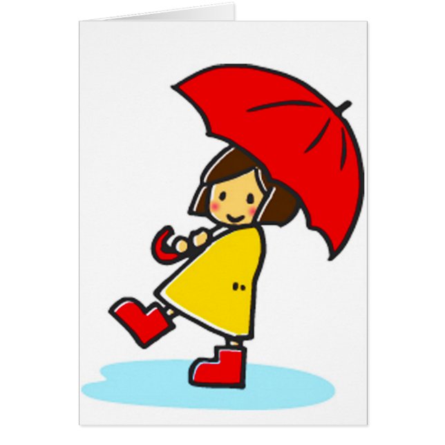 Carte de voeux parapluie fille (Devant)