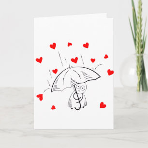 Carte de vœux parapluie Saint-Valentin Cœurs rouge