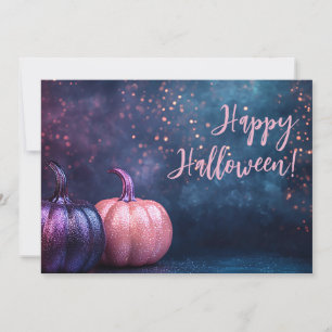 Carte de voeux parties scintillant Citrouilles Hal