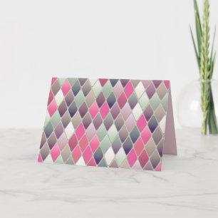 carte de voeux pastel losange vert rose