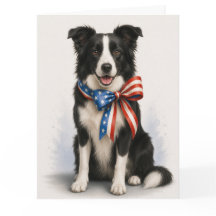 Carte de vœux patriotique de Border Collie