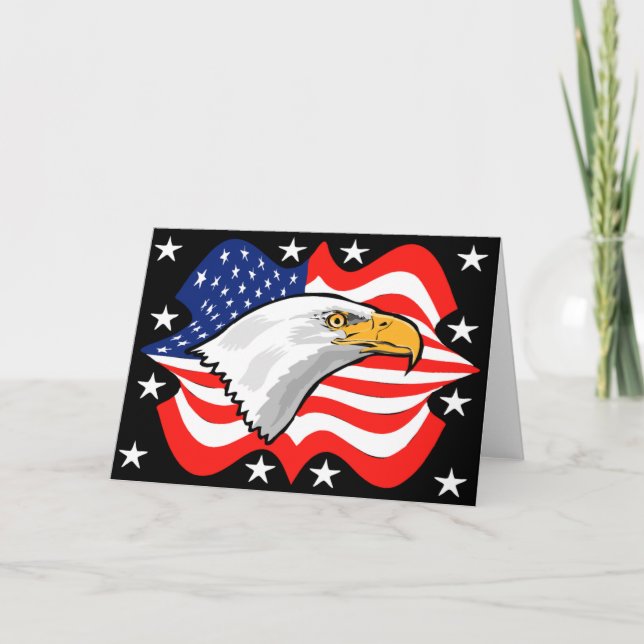 Carte de voeux patriotique de drapeau d'Eagle (Devant)