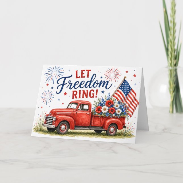 Carte de vœux patriotique pour camion 'Que la libe (Devant)