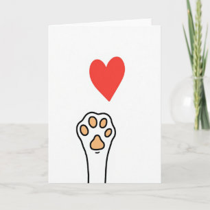 Carte de vœux Patte de Chat Amour Cœur