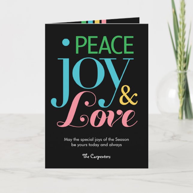 Carte de voeux Peace Joy & Love Holiday (Devant)