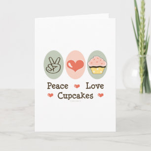 Carte de voeux Peace Love Cupcakes