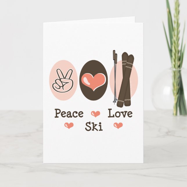 Carte de voeux Peace Love Ski (Devant)