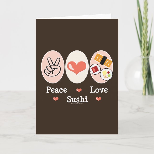 Carte de voeux Peace Love Sushi (Devant)