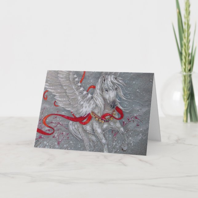 Carte de vœux - Pégase de fête (Devant)