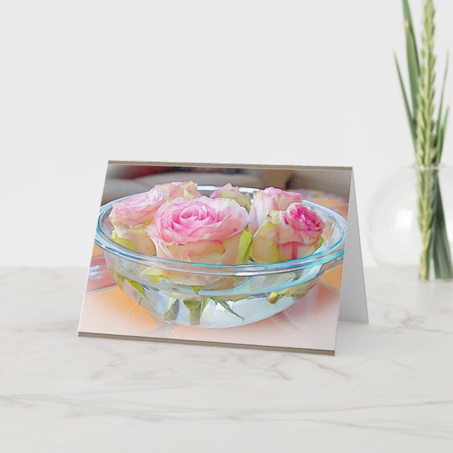 Carte de voeux peinte de blanc de Rose Bowl (Devant)