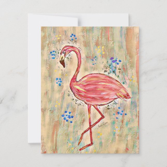 Carte de voeux Peinture Flamant rose Personnalisez (Devant)