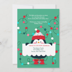 Carte de vœux Penguin Holiday Moved