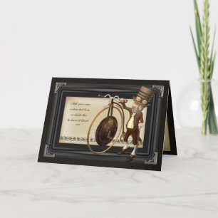 Carte de voeux Penny Farthing Steampunk