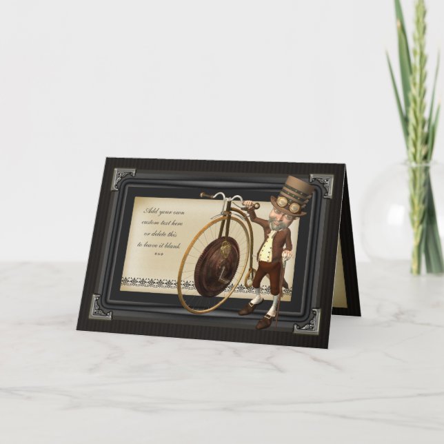 Carte de voeux Penny Farthing Steampunk (Devant)
