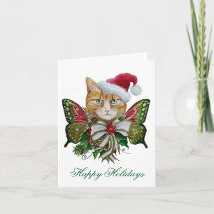 Carte de voeux père Noël Christmas kitty