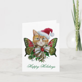 Carte de voeux père Noël Christmas kitty