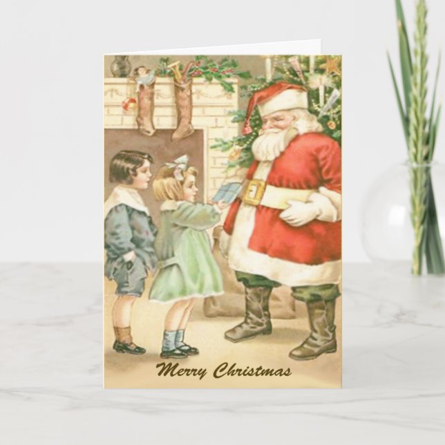 Carte de voeux Père Noël Giving (Devant)