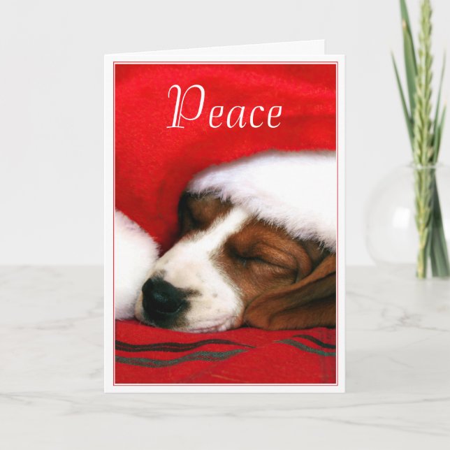 Carte de voeux Père Noël Puppy sécurisée et paisib (Devant)