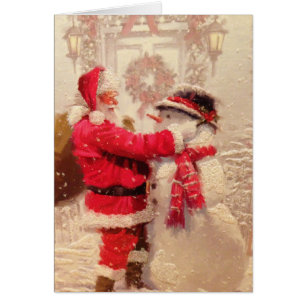 Carte de voeux père Noël & Snowman