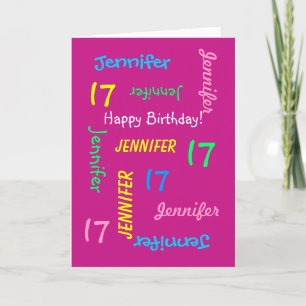 Carte de voeux personnalisée 17e anniversaire, ros