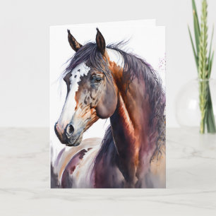 Carte de vœux personnalisée aquarelle Cheval