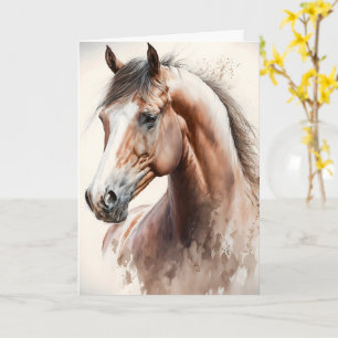 Carte de vœux personnalisée aquarelle cheval équin