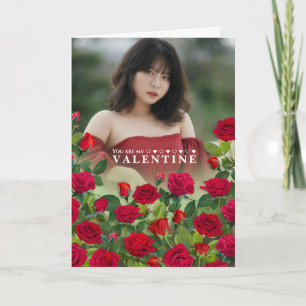 Carte de vœux personnalisée avec photo et rose rou