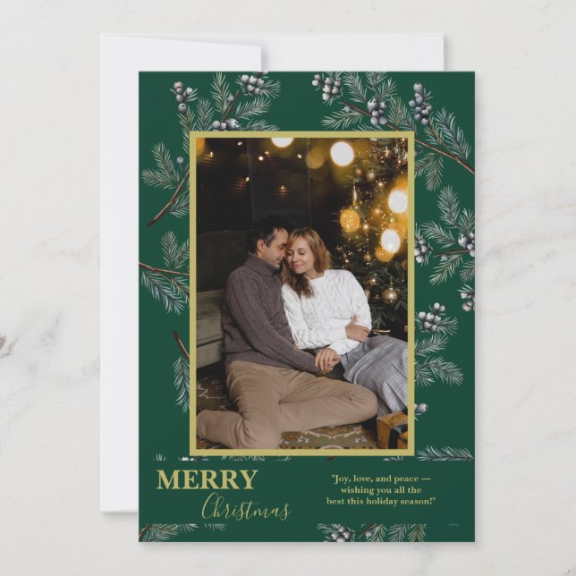 Carte de vœux personnalisée avec verdure de Noël (Devant)