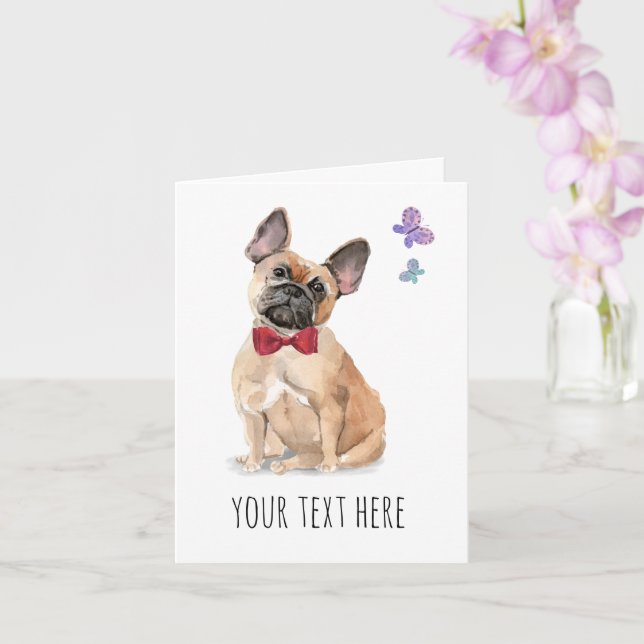 Carte de vœux personnalisée Bouledogue Français (Orchidée)