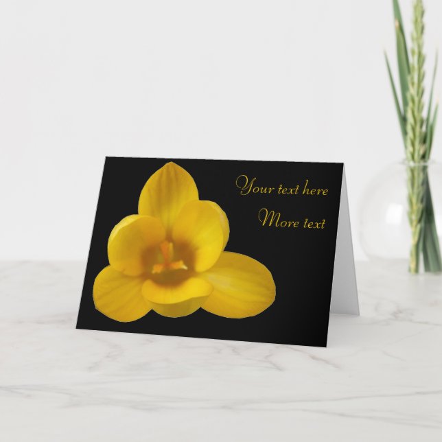 Carte de voeux personnalisée Crocus jaune (Devant)