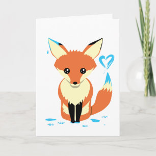 Carte de voeux personnalisée Cute Fox Peinture Blu