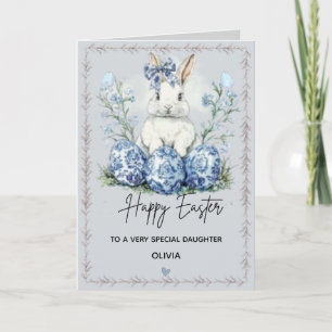 Carte de vœux personnalisée de lapin de Pâques ble