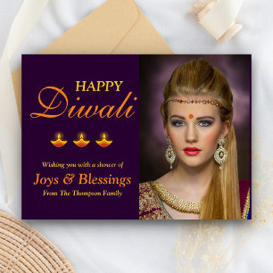 Carte de vœux personnalisée élégante pour Diwali
