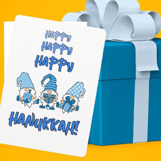 Carte de voeux personnalisée Gnome de Hanukkah (Cute flat card that you can personalize on the back.)