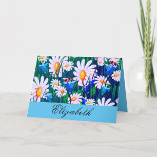 Carte de vœux personnalisée, Marguerites et Abeill
