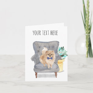 Carte de vœux personnalisée Pomeranian bleue