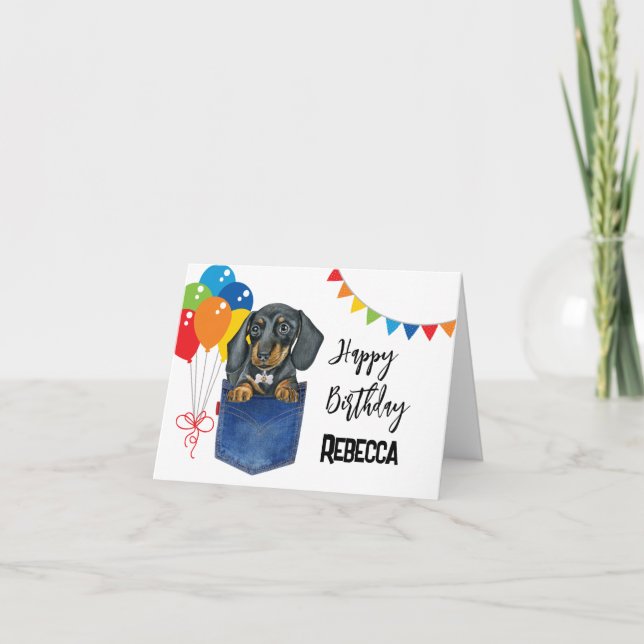 Carte de vœux personnalisée pour chien saucisse Da (Devant)