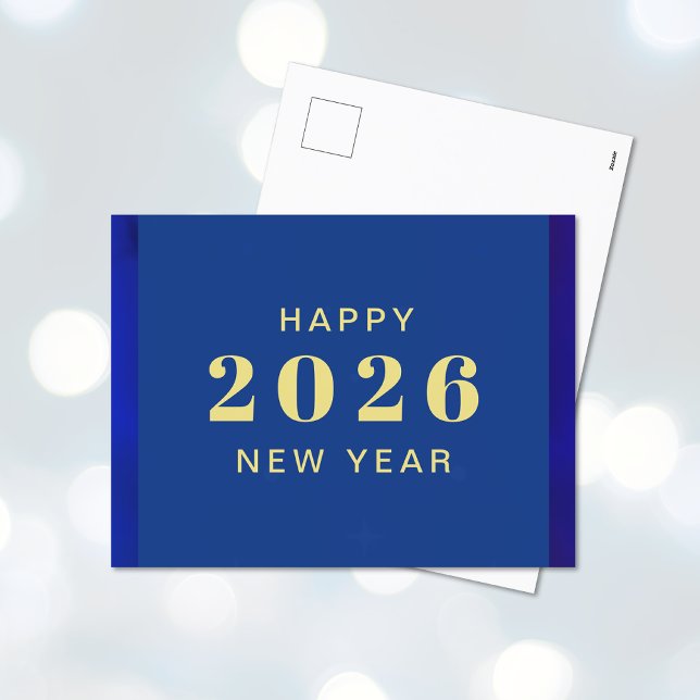 Carte de vœux personnalisée pour le Nouvel An  (Happy New Year Custom Text Holiday Postcard (front and back))