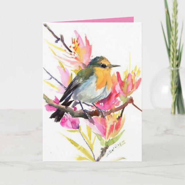 Carte de voeux personnalisée - Robin d'été (Devant)