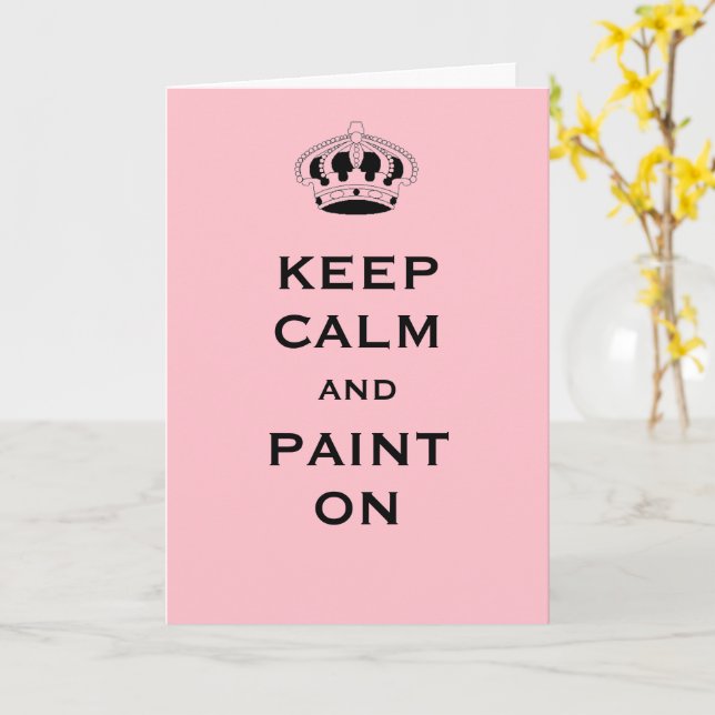Carte de vœux personnalisée rose clair "Keep Calm" (Fleur jaune)
